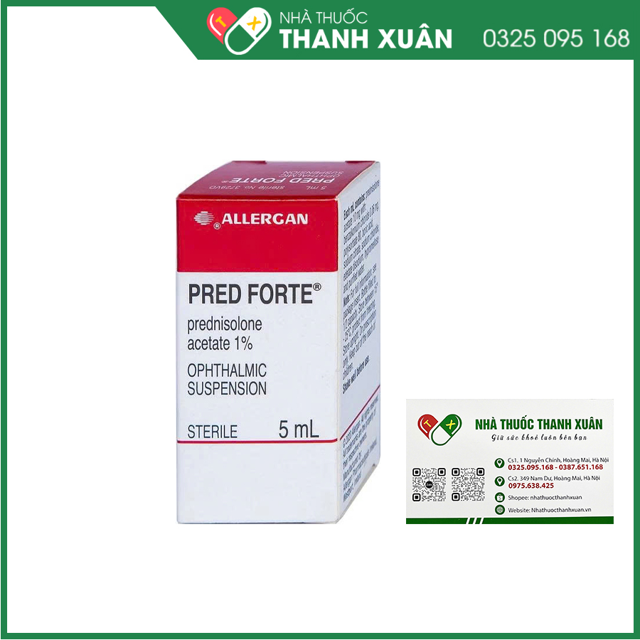 Pred Forte thuốc điều trị chứng viêm đáp ứng với steroid trong viêm mí mắt và kết mạc nhãn cầu, viêm giác mạc và phân thùy trước nhãn cầu
